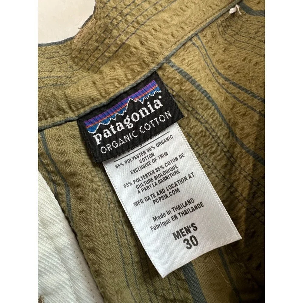Patagonia Size Men's 30 Organic Cotton Shorts GREEN Stripe
